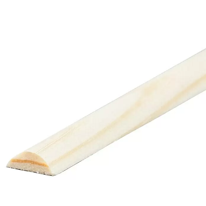 Halbrundstab - 90 cm x 10 mm x 5 mm, Kiefer - Helle Holz-Halbstab-Leiste aus Naturholz mit sichtbarer Maserung.
