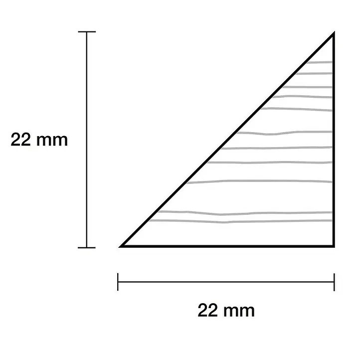 Dreikantleiste - L x B x H: 90 cm x 22 mm x 22 mm, Kiefer - Dreieckiges Holzstück mit den Maßen 22 mm x 22 mm, ideal für Bastelprojekte oder Modellbau.