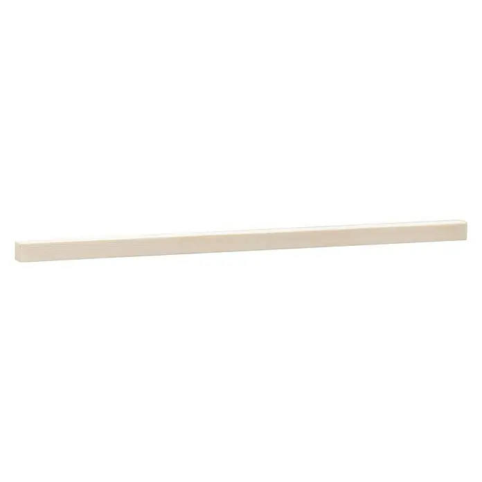 Quadratleiste - L x B x H: 240 x 0,5 x 0,5 cm, Kiefer - Nahaufnahme einer cremefarbenen Holzleiste. Ideal für Heimwerker- oder Bauprojekte, vielseitig einsetzbar und ästhetisch ansprechend.
