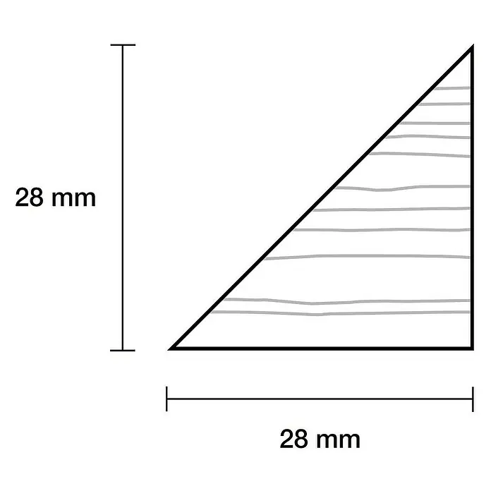 Dreikantleiste - L x B x H: 90 cm x 28 mm x 28 mm, Kiefer - Dreieckige Holzleiste mit den Maßen 28 mm x 28 mm, ideal für Modellbau und Bastelprojekte.