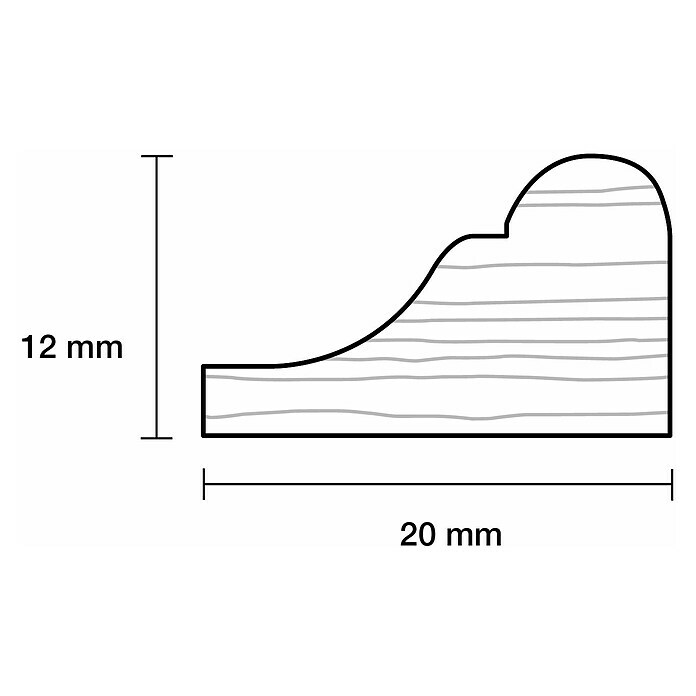 Profiles and more Profilleiste (2,4 m x 2 cm x 1,2 cm, Kiefer, Unbehandelt)