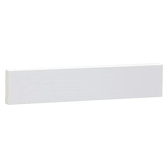 Rechteckleiste - 90 cm x 10 mm x 40 mm, Kiefer - Weiß lackiertes Sockelleistenprofil für saubere Wandabschlüsse. Ideal für Neubau und Renovierung, einfache Montage für ein elegantes Finish.