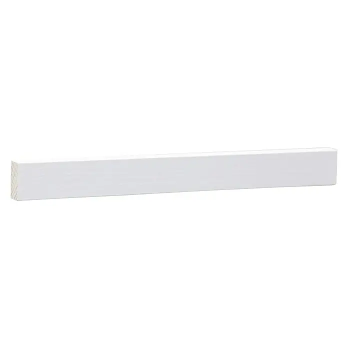 Rechteckleiste - 90 cm x 10 mm x 20 mm, Kiefer - Ein weiß lackiertes Holzprofilleiste, ideal für Innenausbau und Dekorationen. Robuste und elegante Gestaltung für vielfältige Anwendungen.