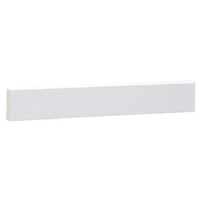 Rechteckleiste - 90 cm x 10 mm x 30 mm, Kiefer - Ein weißes Holzbrett, das sich ideal für Bau- oder Bastelprojekte eignet. Es ist sauber geschnitten und sofort einsatzbereit.