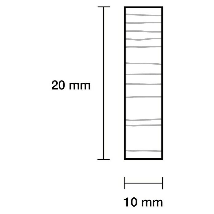 Rechteckleiste (0,9 m x 20 mm x 10 mm, Kiefer, Unbehandelt)