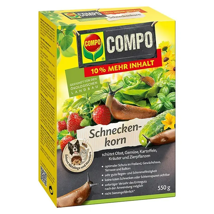 Compo Schneckenkorn - 550 g - COMPO Schneckenkorn: Effektiver Schutz für Obst, Gemüse und Zierpflanzen, schonend für Nützlinge und Haustiere. Ideal für den ökologischen Landbau.