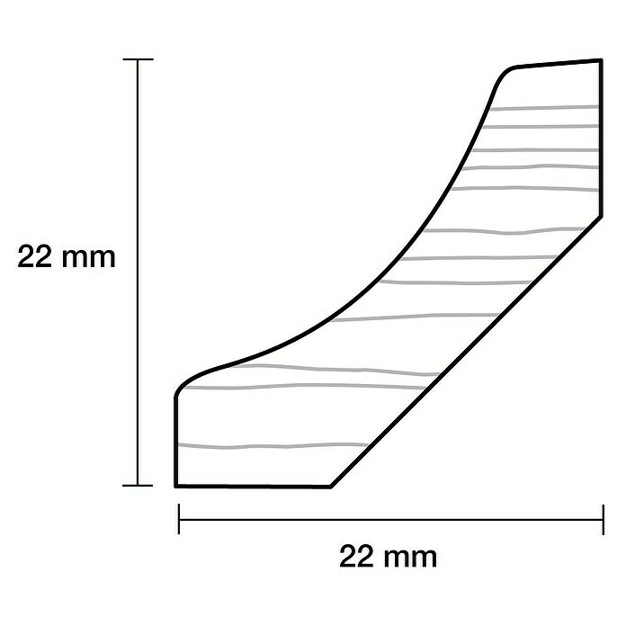 Profiles and more Hohlkehlleiste (2,4 m x 2,2 cm x 2,2 cm, Kiefer, Unbehandelt)