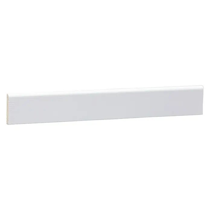 Rechteckleiste - 90 cm x 5 mm x 30 mm, Kiefer, Weiß - Ein rechteckiges, weißes Fußleistenprofil für den Innenbereich, ideal zur stilvollen Abdeckung von Wand- und Bodenübergängen und zur Veredelung des Raumes.