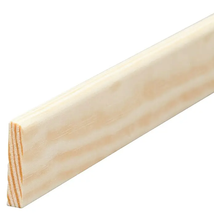 Rechteckleiste - 90 cm x 5 mm x 30 mm, Kiefer, Natur - Nahaufnahme eines hellen, unbehandelten Holzleiste. Das Holz zeigt eine feine Maserung und ist ideal für DIY-Projekte oder Innenausbau.