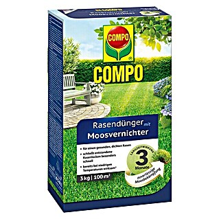 Compo Rasendünger mit Moosvernichter (3 kg, Inhalt ausreichend für ca.: 100 m²)