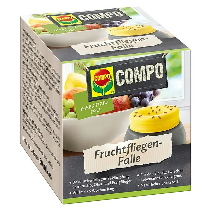 Fruchtfliegen-Falle1 Stk. - Compo Fruchtfliegenfalle: Dekorative Falle zur Bekämpfung von Frucht-, Obst- und Essigfliegen, mit natürlichem Lockstoff.