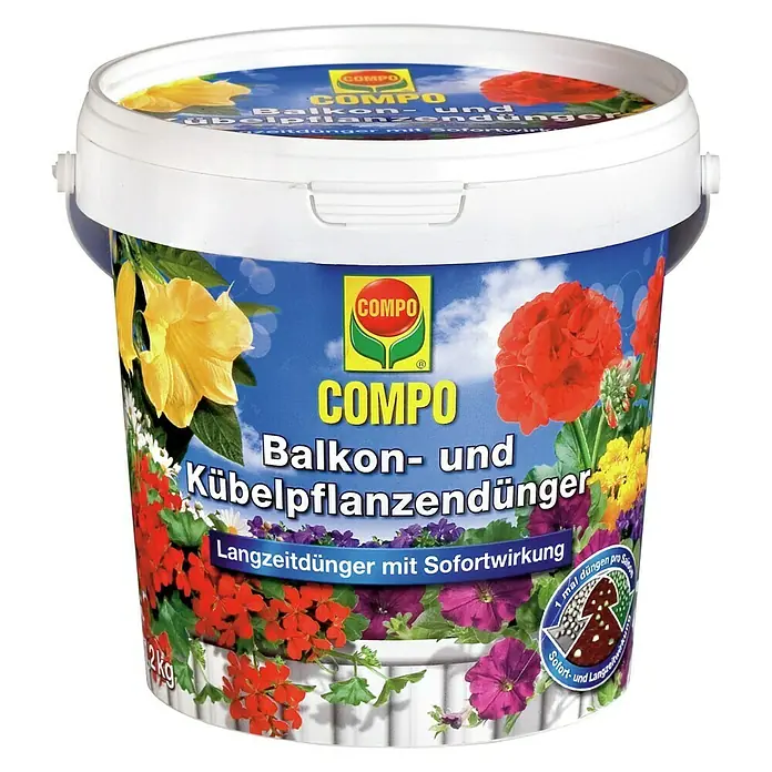 Compo Kübelpflanzendünger - 1,2 kg - COMPO Balkon- und Kübelpflanzendünger im Eimer. Der Dünger ist ideal für Balkon- und Kübelpflanzen und sorgt für eine langanhaltende Wirkung.