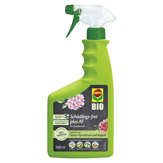 Compo Bio-Schädlingsfrei Plus AF - 500 ml - COMPO BIO Schädlingsfrei plus AF: Ein biologisches Schädlingsbekämpfungsmittel für Zierpflanzen, effektiv gegen Blattläuse und Spinnmilben.