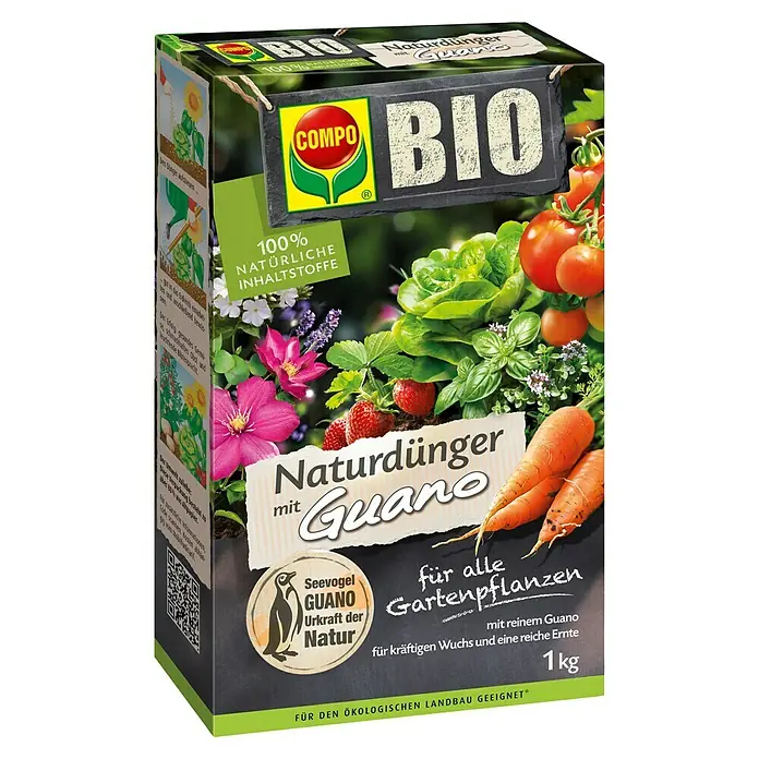 Compo Bio-Gartendünger - 1 kg - COMPO BIO Naturdünger Guano: Ein organischer Dünger für alle Gartenpflanzen, der kräftiges Wachstum und eine reiche Ernte fördert.