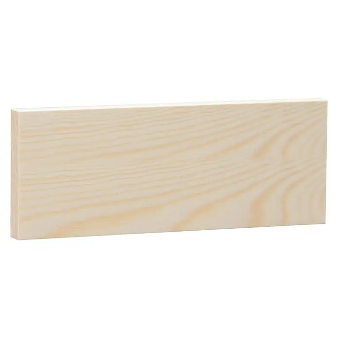 Rechteckleiste - 240 x 8 x 1,3 cm, Kiefer - Nahaufnahme eines unbehandelten, hellen Holzstücks mit deutlicher Maserung, ideal für DIY-Projekte und Möbelbau.