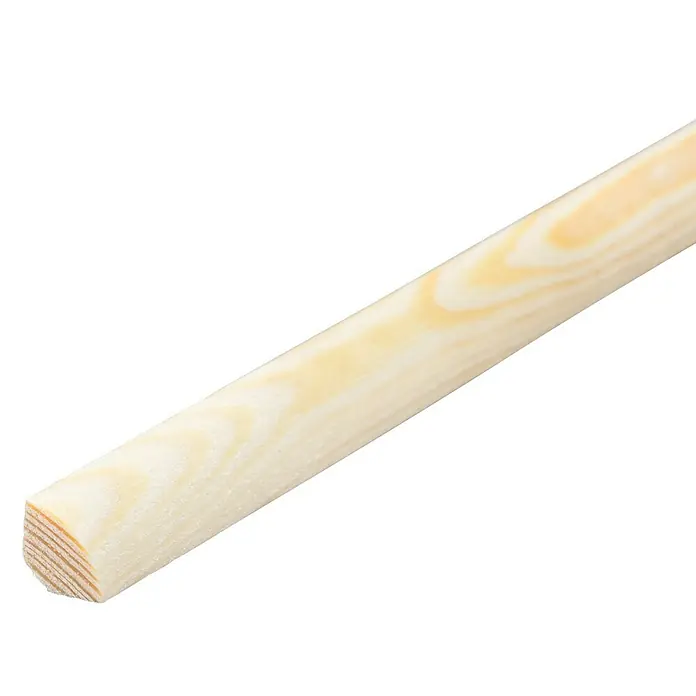 Viertelstab - 90 cm x 10 mm x 10 mm, Kiefer - Nahaufnahme eines hellen, unbehandelten Vierkantholzes mit gut sichtbarer Holzmaserung. Ideal für Bastelprojekte und Modellbau.