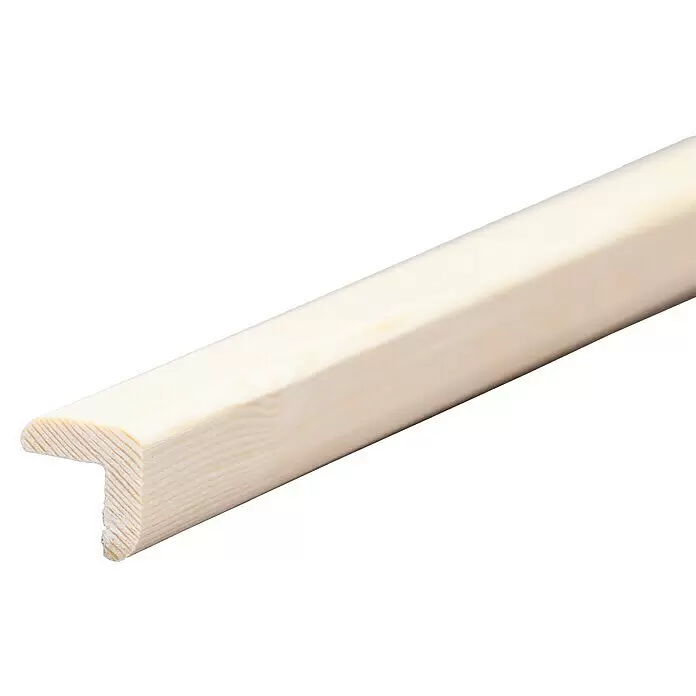 Winkelleiste - 90 cm x 15 mm x 15 mm, Kiefer - Helle Holz-Übergangsleiste mit abgerundetem L-Profil für Bodentrennungen.