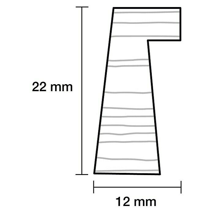 Falzleiste (2,4 m x 2,2 cm x 1,2 cm, Kiefer, Unbehandelt)