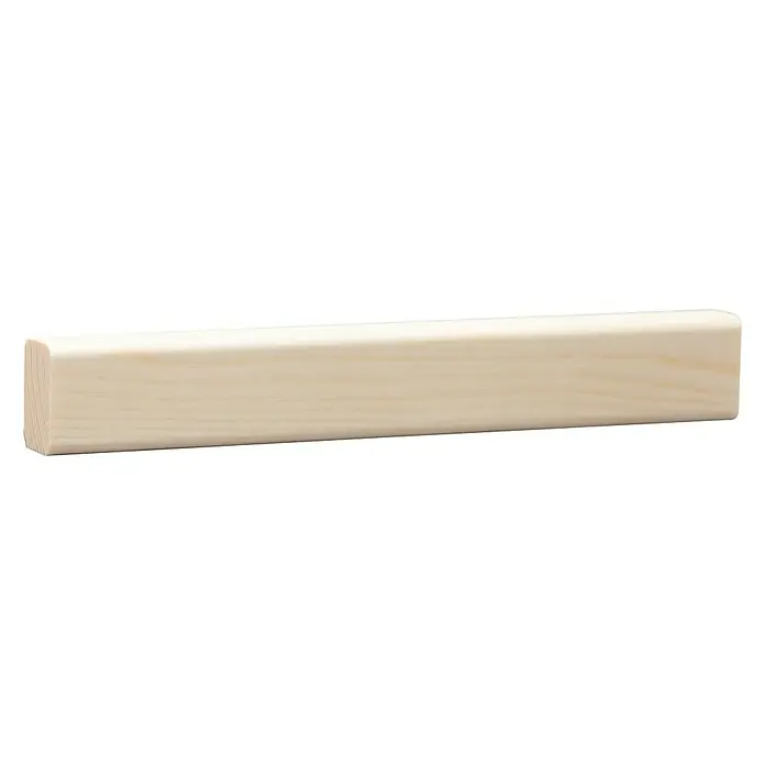 Bankleiste - 90 cm x 30 mm x 19 mm, Kiefer - Nahaufnahme eines hellen, unbehandelten Holzstücks mit abgerundeten Kanten. Ideal für DIY-Projekte und Möbelbau.