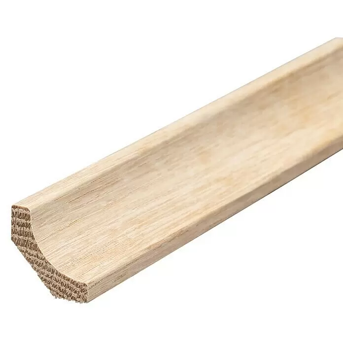 Profiles and more Hohlkehlleiste - 242 x 2,2 x 2,2 cm, Eiche - Helle Holzleiste mit konkavem Profil und strukturierter, schräger Endfläche.
