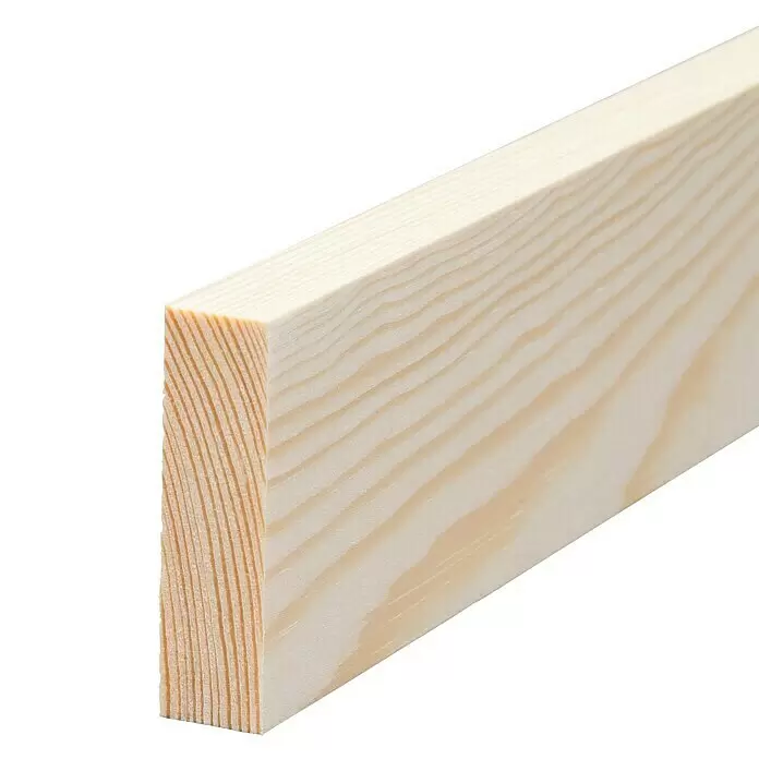 Rechteckleiste - 240 x 4,7 x 1,3 cm, Kiefer - Helles Holzbrett mit ausgeprägter Maserung.