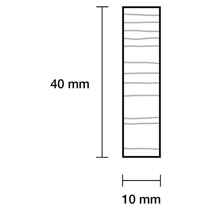 Rechteckleiste2,42 m x 4 cm x 1 cm, Eiche, Unbehandelt Sketch