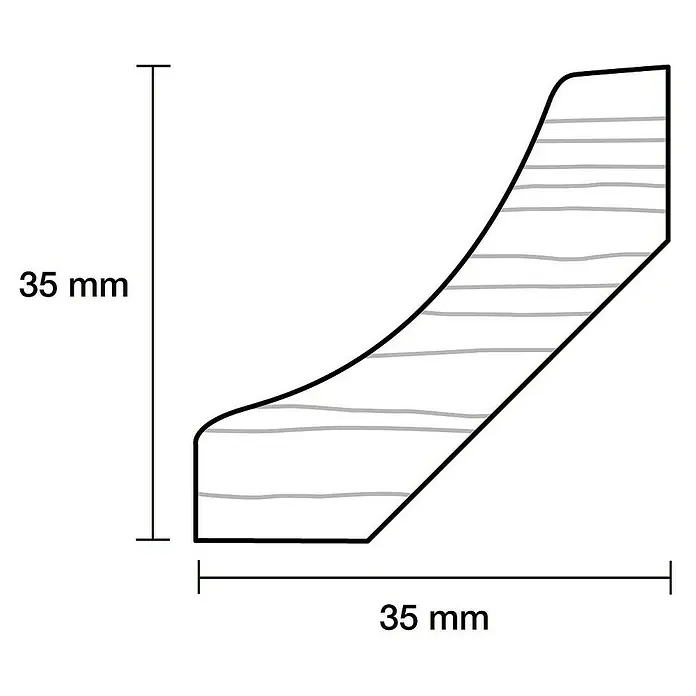 Hohlkehlleiste - 240 x 3,5 x 3,5 cm, Kiefer - Profilleiste mit den Maßen 35 mm x 35 mm, geeignet für verschiedene Anwendungen im Innenausbau und zur Dekoration.