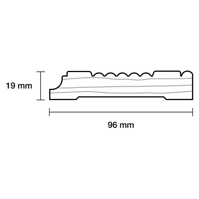Bekleidungsleiste (2,4 m x 9,6 cm x 1,9 cm, Kiefer, Unbehandelt)
