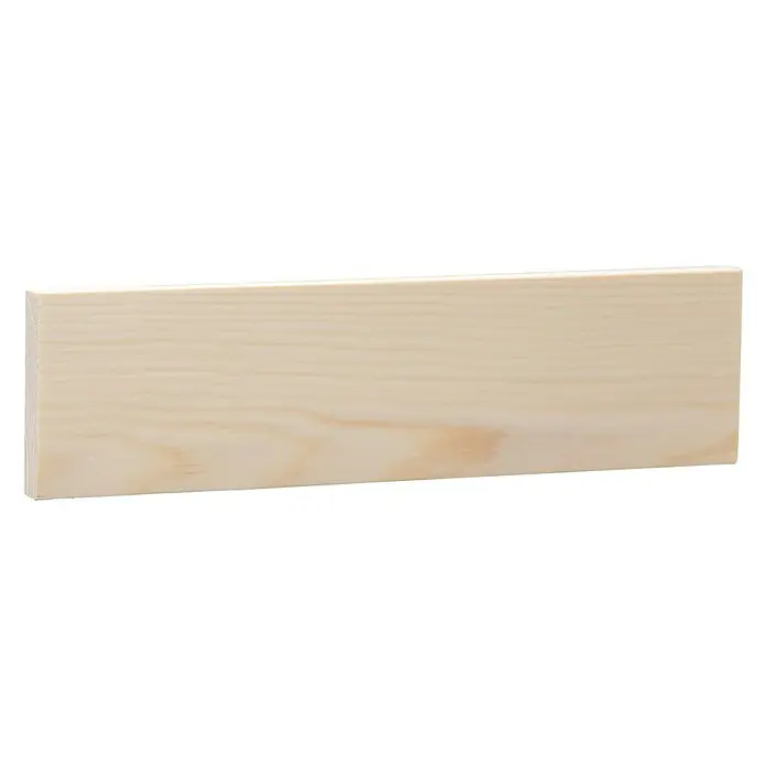 Rechteckleiste - 240 x 7 x 1 cm, Kiefer - Nahaufnahme eines unbehandelten, hellen Holzbretts. Das Brett zeigt eine natürliche Holzmaserung und ist rechteckig.