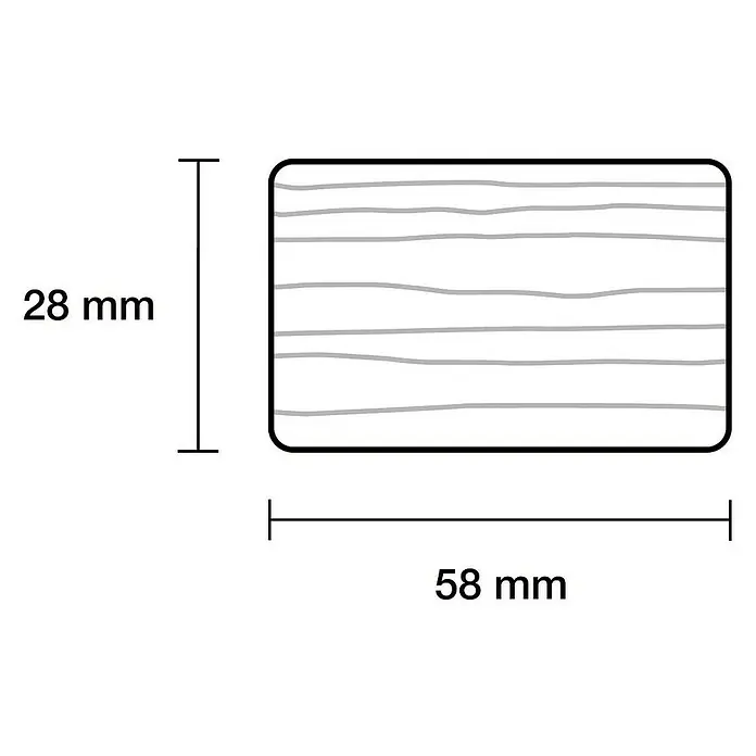 Bankleiste - 240 x 5,8 x 2,8 cm, Fichte - Abbildung eines rechteckigen Holzstücks mit abgerundeten Ecken, versehen mit Maßen zur besseren Darstellung.