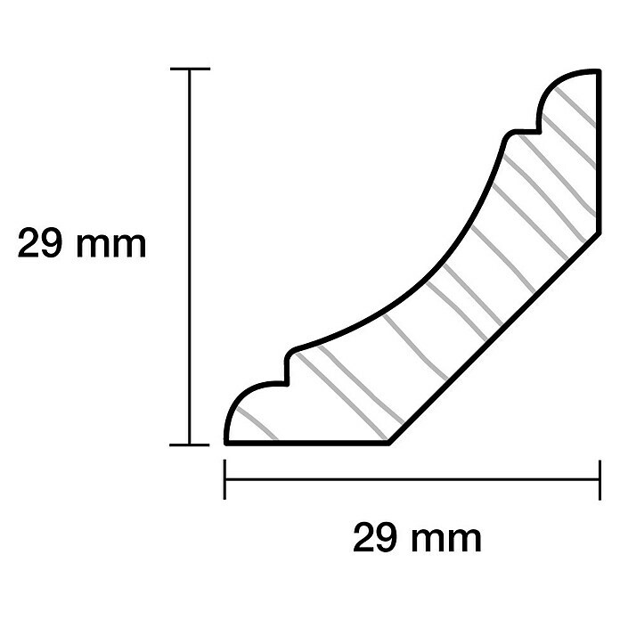Deckenabschlussleiste (2,4 m x 2,9 cm x 2,9 cm, Kiefer, Weiß lackiert)