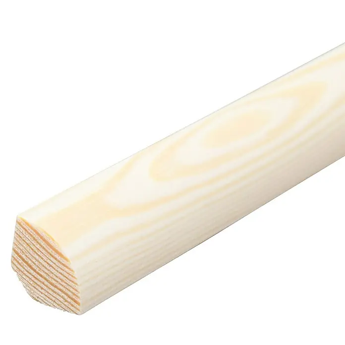 Viertelstab - 240 x 2,2 x 2,2 cm, Kiefer, Kiefer Natur - Nahaufnahme einer Holz-Viertelstab-Leiste mit sichtbarer Maserung, ideal für Innenausbau und Dekoration.