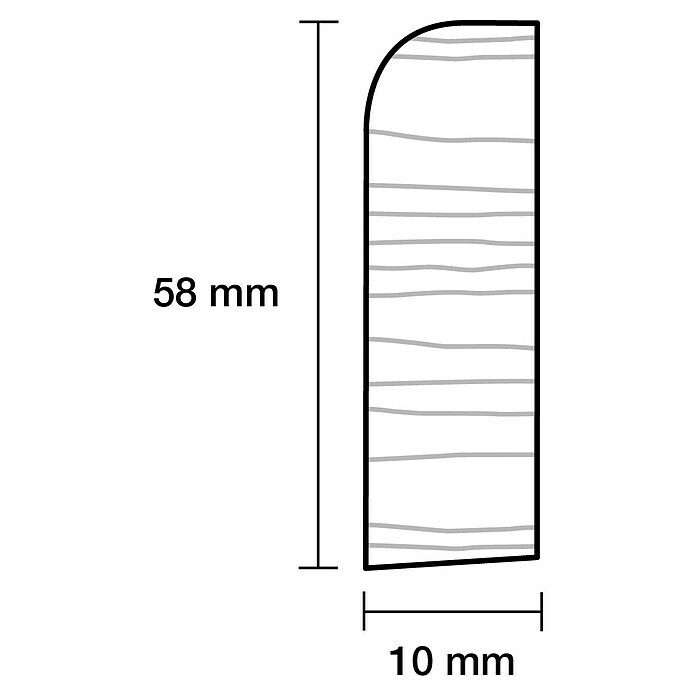 Profiles and more Sockelleiste (2,4 m x 1 cm x 5,8 cm, Kiefer, Unbehandelt)
