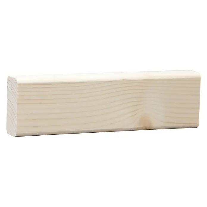 Bankleiste - 240 x 5,8 x 2,8 cm, Fichte - Nahaufnahme eines hellen, rechteckigen Holzblocks mit abgerundeten Kanten und gut sichtbarer Maserung.