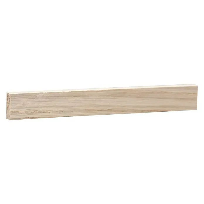 Rechteckleiste - 100 x 1 x 2 cm, Eiche - Ein rechteckiger Holzstab mit einer hellen, natürlichen Holzmaserung, ideal für Heimwerkerprojekte und Modellbau.