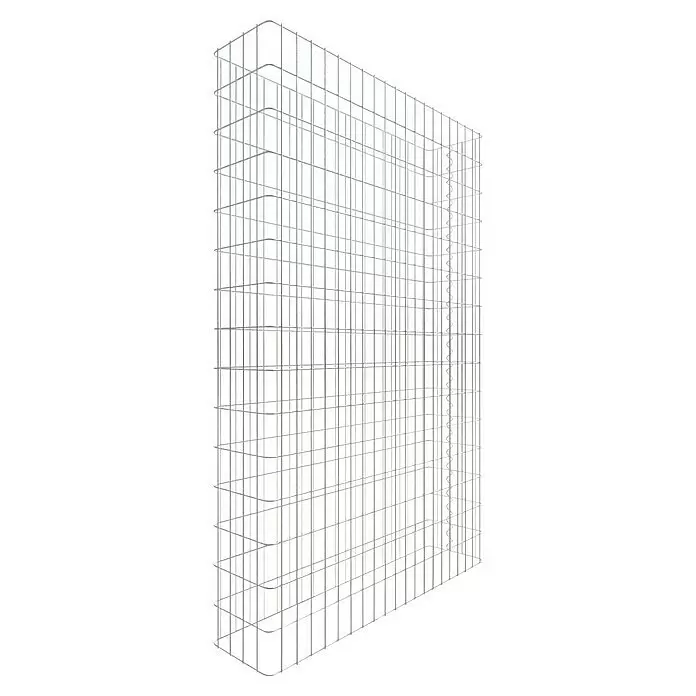 Gabiona Gabione - 102 x 22 x 160 cm, Metall, Maschenbreite: 50 mm, Maschenhöhe: 100 mm - Mehrstufige silberne Metallgitterstruktur zur Lagerung.