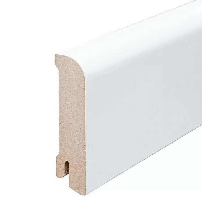 Sockelleiste - 244 x 1,8 x 7,6 cm, MDF, Weiß, Lackiert - Detailaufnahme