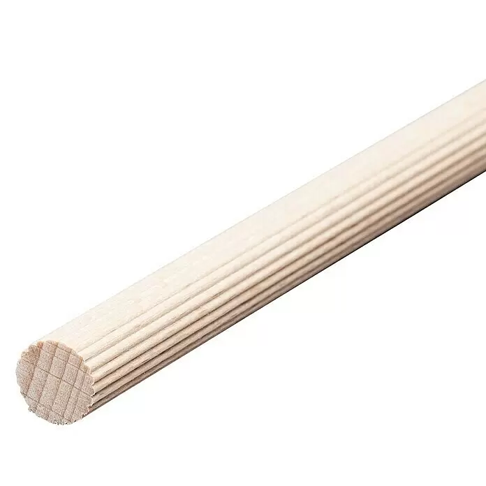 Rundstab I - Ø x L: 14 mm x 1 m, Buche, Gerillt - Heller Holzdübel mit Rillen für Holzverbindungen.