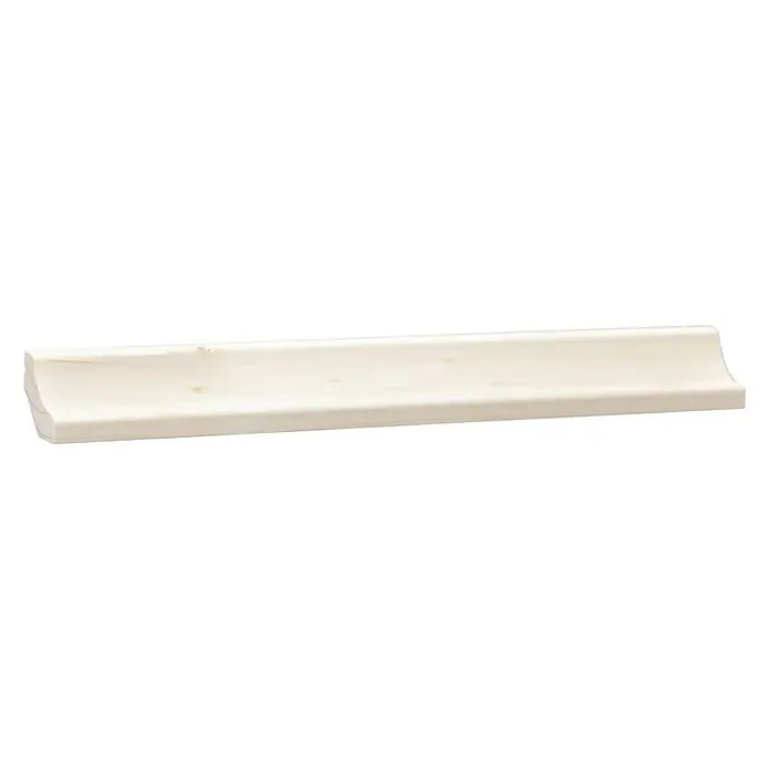 Hohlkehlleiste - 240 x 2,2 x 2,2 cm, Fichte - Nahaufnahme einer länglichen, cremefarbenen Futtertrogs für Vögel, der sich ideal für die Fütterung im Garten oder auf dem Balkon eignet.