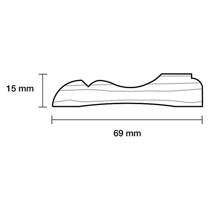 Bekleidungsleiste2,4 m x 6,9 cm x 1,5 cm, Kiefer, Weiß lackiert Sketch