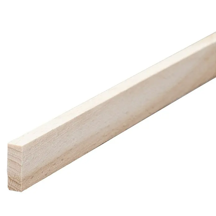 Rechteckleiste - 100 cm x 13 mm x 5 mm, Buche - Nahaufnahme eines einzelnen Holzleiste, das für Bau- oder Bastelprojekte verwendet werden kann.