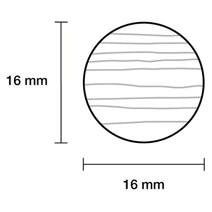 Rundstab IØ x L: 16 mm x 1 m, Buche, Glatt Sketch