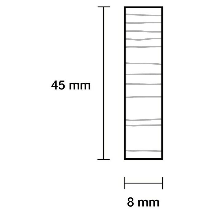 Rechteckleiste (1 m x 45 mm x 8 mm, Buche, Unbehandelt)