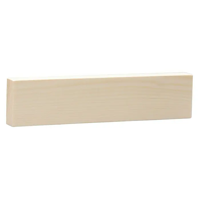 Rechteckleiste - 240 x 1,9 x 4,7 cm, Kiefer - Nahaufnahme eines hellen, unbehandelten Holzstücks mit sichtbarer Maserung, ideal für Bastelarbeiten oder Bauprojekte.
