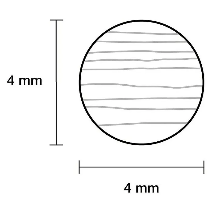 Rundstab I - Ø x L: 4 mm x 100 cm - Abbildung einer kreisförmigen Pillenkapsel mit horizontaler Streifenstruktur und einer Größe von 4 mm.