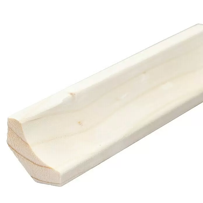 Hohlkehlleiste - 240 x 2,9 x 2,9 cm, Fichte - Helle, unbehandelte Holzhohlkehlleiste mit glattem, konkavem Profil.