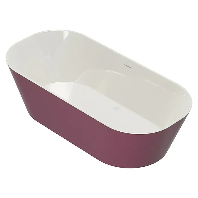 Camargue Freistehende Badewanne Torino - L x B: 170 x 80 cm, Sanitäracryl, Bordeaux/Weiß - Elegante Badewanne mit weisser Innenseite und auberginefarbener Aussenseite, ideal für entspannende Bäder.