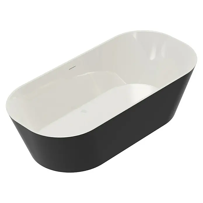 Camargue Freistehende Badewanne Torino - L x B: 170 x 80 cm, Sanitäracryl, Schwarz/Weiß - Freistehende Badewanne mit schwarzer Außenseite und weißer Innenseite, die ein modernes und stilvolles Badeerlebnis verspricht.
