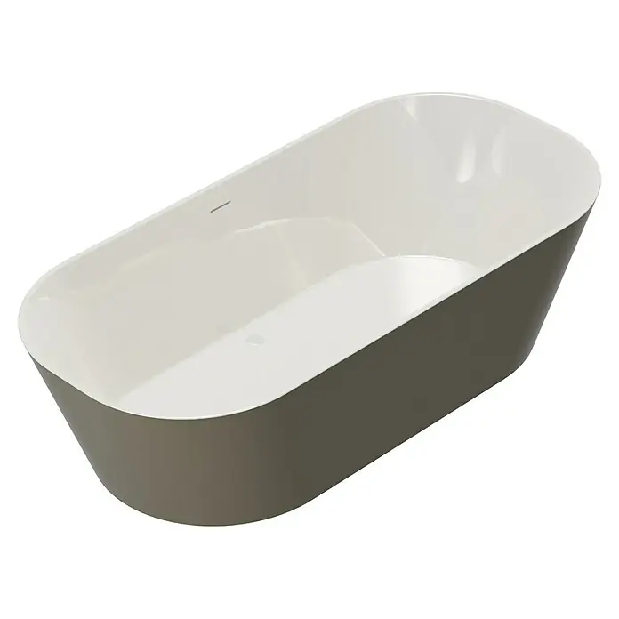 Camargue Freistehende Badewanne Torino - L x B: 170 x 80 cm, Sanitäracryl, Beige/Weiß - Elegante, freistehende Badewanne in schlichtem Design. Die Wanne ist weiß und der Korpus in einem dezenten Grauton gehalten.