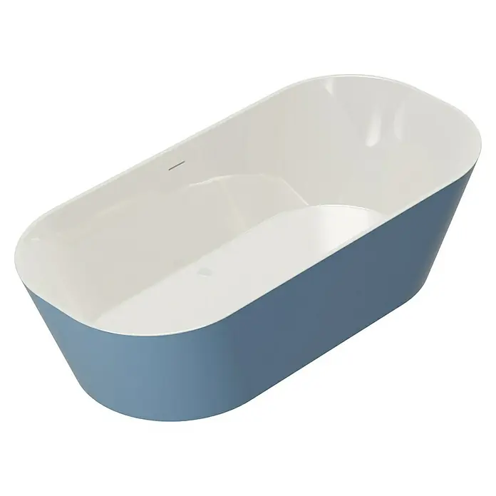 Camargue Freistehende Badewanne Torino - L x B: 170 x 80 cm, Sanitäracryl, Blau/Weiß - Elegante freistehende Badewanne in Blau und Weiß. Stilvolles Design für Ihr Badezimmer mit klaren Linien und hochwertigen Materialien.